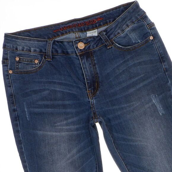 American Blue Skinny Jeans Size 13 Juniors Distressed Dark Wash Stretch 31x30 - Picture 2 of 11